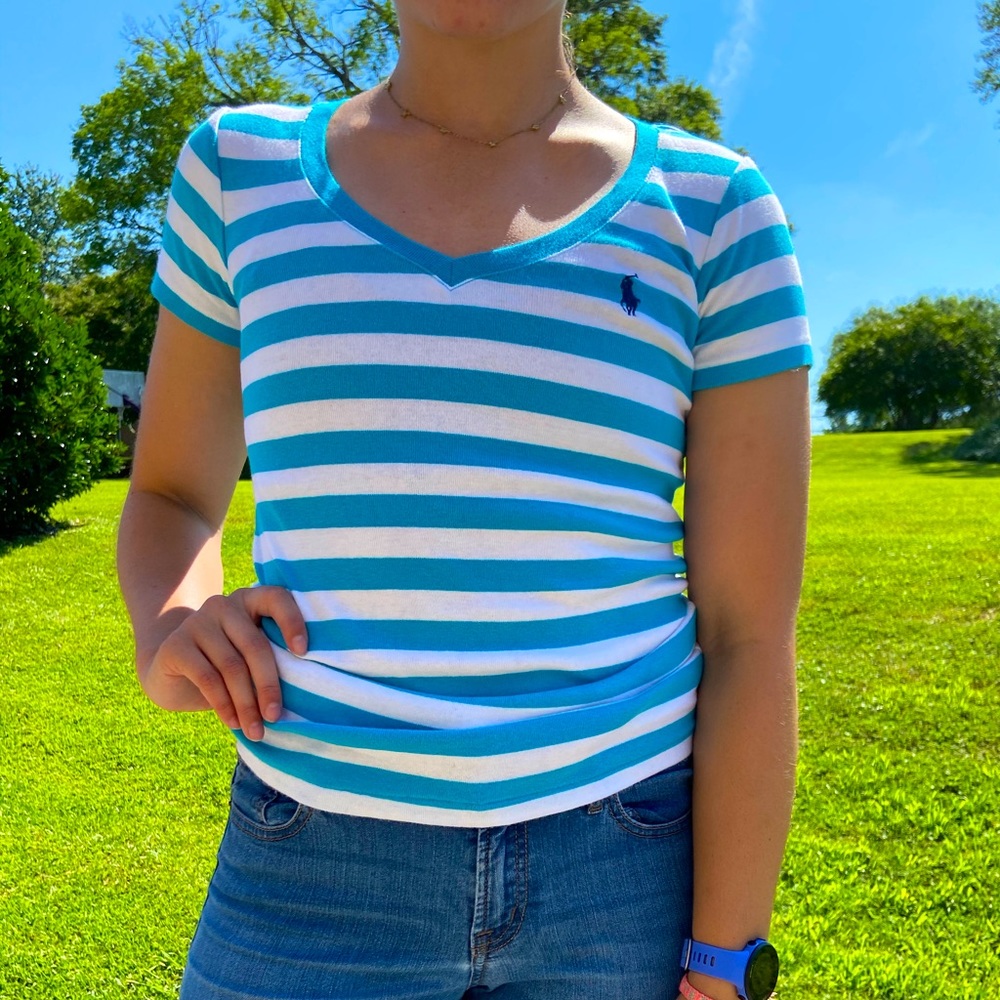 POLO v-neck Striped Tee